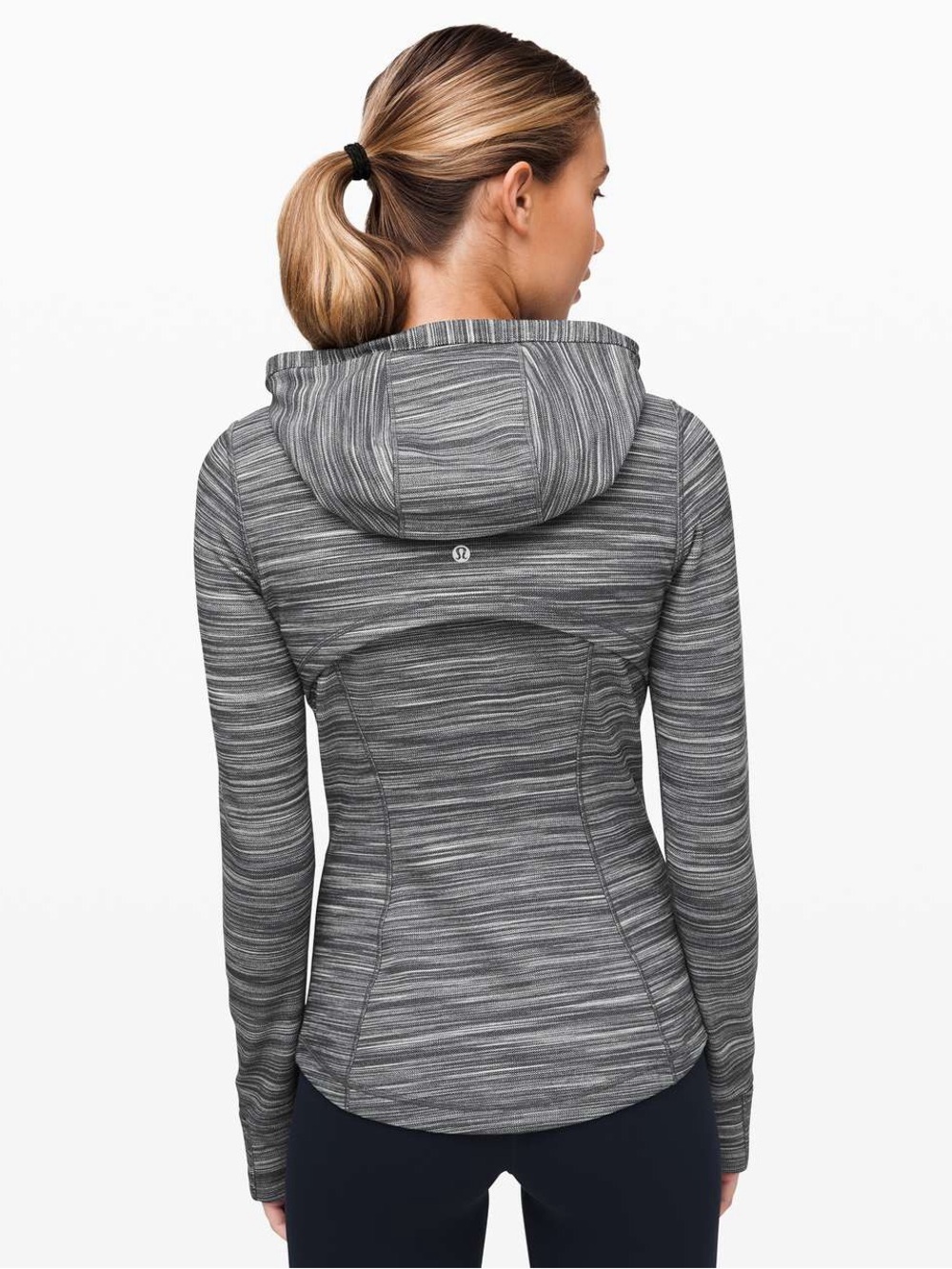 Lululemon Hooded Define Jacket Heathered Navy White Stripe Size 4 - Picture 2 of 6